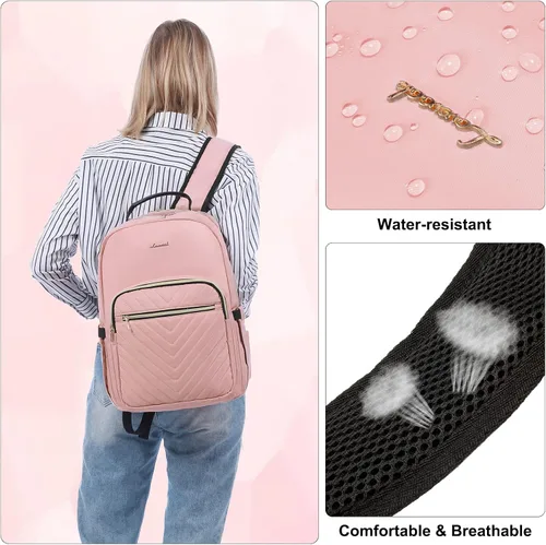 Miniatura 8 de LOVEVOOK - Mochila de 15.6 pulgadas para laptop, para mujer, bolsa de laptop para mujer, mochila de viaje impermeable, elegante mochila para mujer