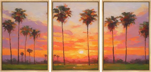 Miniatura 104 de SIGNWIN Lienzo enmarcado para pared, juego de arte de puesta de sol, horizonte, cielo, paisaje, fotografía, arte moderno, paisaje, relajante