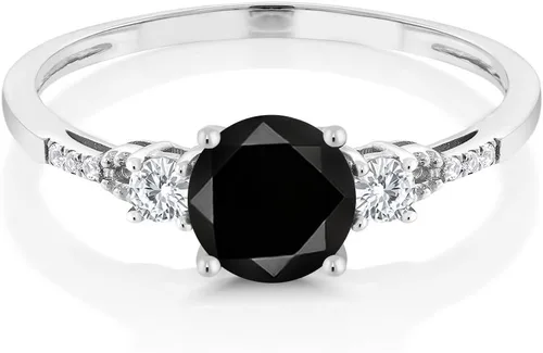Miniatura 93 de Gem Stone King Anillo de compromiso de 3 piedras preciosas redondas de oro blanco de 10 quilates con piedra natal de 0.236 in con piedra natal