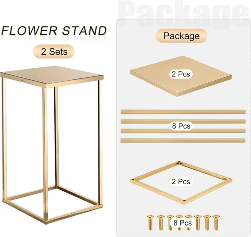 Miniatura 4 de MECCANIXITY Columna de jarrón de flores de boda, soporte de metal para flores de 15.7 pulgadas de alto, para decoración de bodas, fiestas, cenas