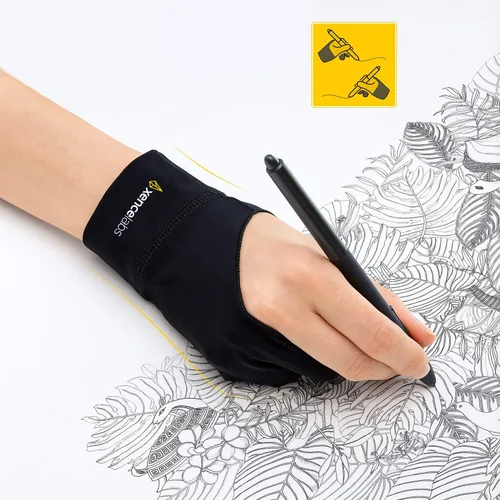Miniatura 6 de XENCELABS Guante de dibujo, transpirable, para tableta de dibujo, dos dedos para mano izquierda y derecha, color negro, talla M