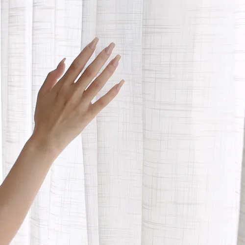 Miniatura 26 de Treatmentex Cortinas blancas y grises para dormitorio de 84 pulgadas de largo, cortinas semitransparentes con estampado de hojas para ventanas
