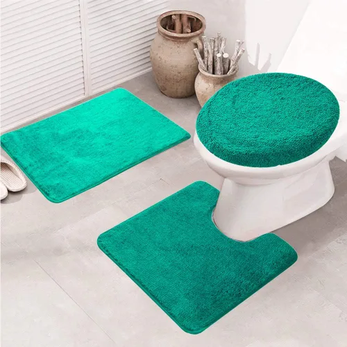 Miniatura 15 de Juego de 2 tapetes de baño de espuma viscoelástica de adoquines, suaves, absorbentes, antideslizantes, para inodoro, ducha, baño, alfombra Negro