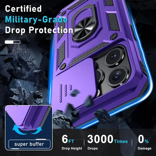 Miniatura 5 de Janmitta - Funda para iPhone 14 Pro con cubierta deslizante para lente de cámara incorporada + protector de pantalla, funda de cuerpo completo