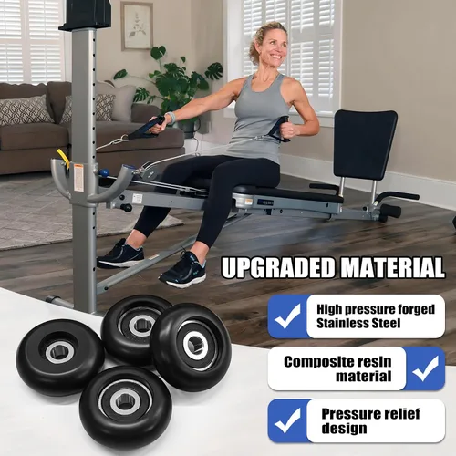 Miniatura 6 de Total Gym Juego de ruedas/rodillos de repuesto para modelos 2000, 3000 y más, 3000 XL, y algunos Very Early XL, negro (paquete de 4)