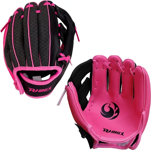 Miniatura 6 de PHINIX Guantes de béisbol para niños de Tee Ball y guantes de entrenamiento de 21.6 cm Lanzamiento de mano derecha naranja