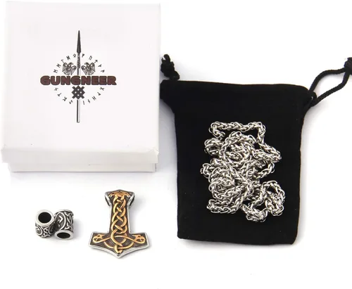 Miniatura 5 de Gungneer Mjolnir Thor Hammer Pendant Necklace Stainless Steel Viking Accessories Norse Pendant Viking Jewelry for Men adjustable length cord