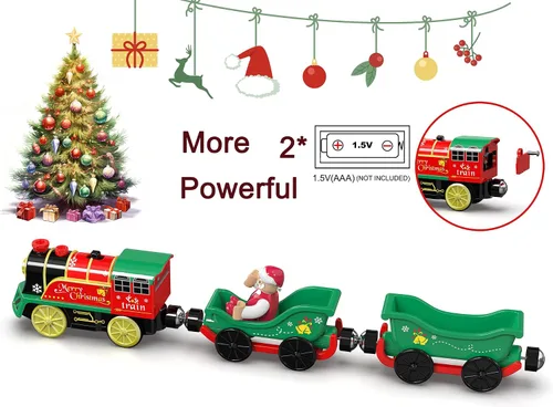 Miniatura 3 de Juego de tren eléctrico para pistas de madera, juguete de trenes a batería con luces y sonidos para niños pequeños, tren motorizado para niños