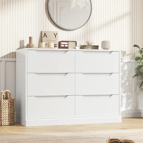 Miniatura 2 de Hostack - Cómoda moderna de 6 cajones para dormitorio, cómoda doble de madera con almacenamiento, organizador de almacenamiento de madera grande