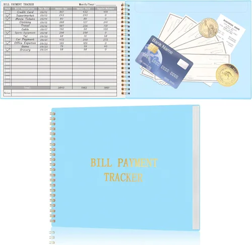 Miniatura 11 de HAUTOCO Cuaderno Rastreador de Facturas Organizador Mensual de Pagos de Facturas para Presupuesto Personal y Finanzas del Hogar con 2 Bolsillos