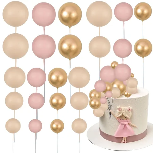 Miniatura 19 de Gyufise 30 Piezas Bolas Topper para Pastel DIY Insertables para Pastel Palillos de Bolas para Pastel Topper para Cupcakes para Fiesta de Cumpleaños