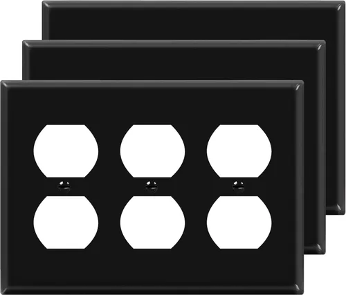Miniatura 17 de ENERLITES - Placa decorativa de pared para toma de corriente dúplex, acabado brillante, tamaño intermedio, 3 bandas, 4.88 x 6.77 pulgadas, Blanco