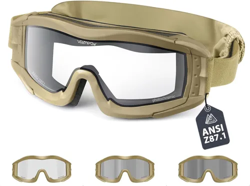 Miniatura 13 de Airsoft - Gafas de seguridad antivaho con certificación ANSI Z87.1, resistentes a los impactos, gafas de tiro tácticas Lente de doble capa P1