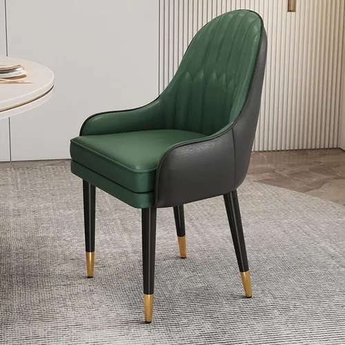 Sillas de comedor modernas, sillas de comedor tapizadas de piel sintética de mediados de siglo, sillas auxiliares de ocio con patas de metal para 15