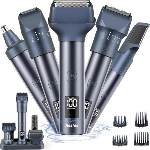 Cortadora de barba para hombres, juego de afeitadoras eléctricas y cortapelos, dial de precisión ajustable con 20 configuraciones, kit de afeitado