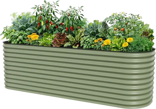 Miniatura 16 de Vego garden Jardinera elevada redonda de 32 pulgadas de alto y 42 pulgadas para jardín, para verduras, flores, patio, gris moderno