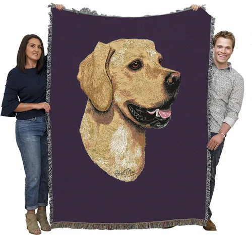 Miniatura 12 de Pure Country Weavers Golden Retriever - Manta tejida personalizada azul BG por Robert May - Manta de tapiz de algodón, fabricada en los Estados