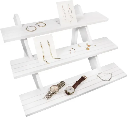 Miniatura 17 de Soportes de exhibición de pendientes para la venta rústica de varios niveles Estante de joyería de exhibición al por menor Riser Pendiente Anillo