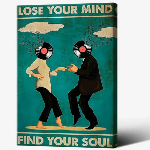 Miniatura 20 de Póster retro con texto en inglés «Lose Your Mind Find Your Soul», arte de pared inspirador para la salud mental, arte abstracto de música cósmica