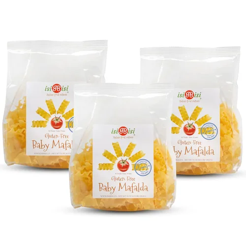 Miniatura 9 de isiBisi Pasta Mafalda para bebé sin gluten, 1.25 libras, mini fideos de lasaña hechos con harina de maíz y arroz, vegano, sin OMG, fabricado