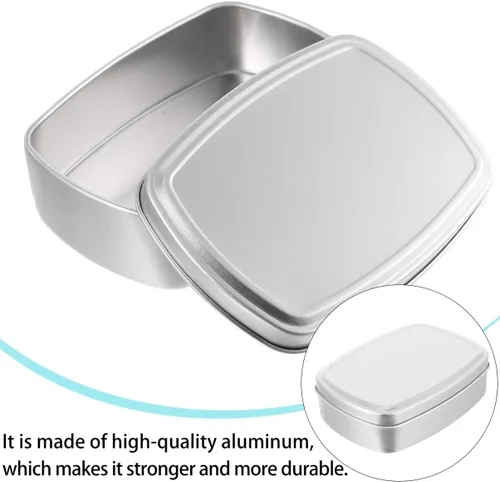 Miniatura 7 de Caja de aluminio cuadrada de 2 piezas de cosméticos Contenedor de almacenamiento de aluminio Contenedor de almacenamiento cuadrado