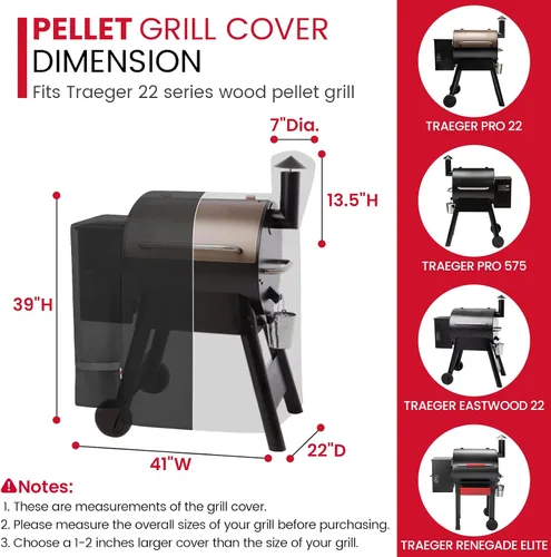Miniatura 2 de Cubierta para parrilla Unicook compatible con Traeger Pro 22/ Pro 575 Series con pellets de madera, cubierta impermeable resistente para barbacoa al