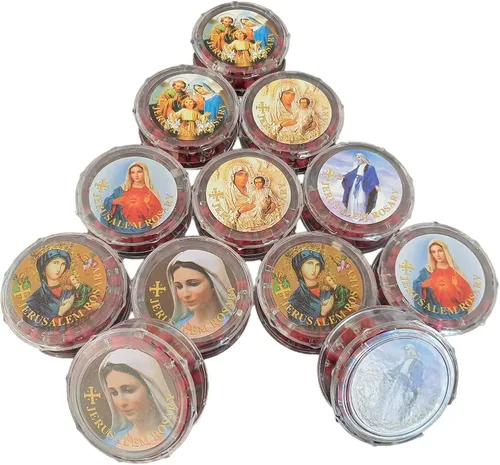 Miniatura 2 de Doce (12) collares de rosarios católicos perfumados con rosas en cajas de regalo
