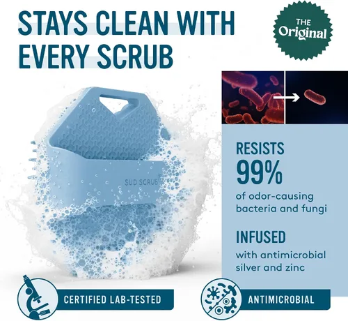 Miniatura 2 de Sud Scrub® Limpiador Corporal de Silicona Antimicrobiana, Exfoliante Corporal para Piel Sensible, Limpiador de Ducha Ecológico para el Cuerpo, Azul