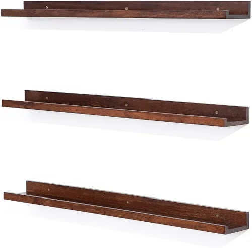 Miniatura 27 de MBYD Estantes flotantes de 36 pulgadas negros, estantes colgantes de madera, estante de repisa para fotos, estantes de repisa para fotos para pared
