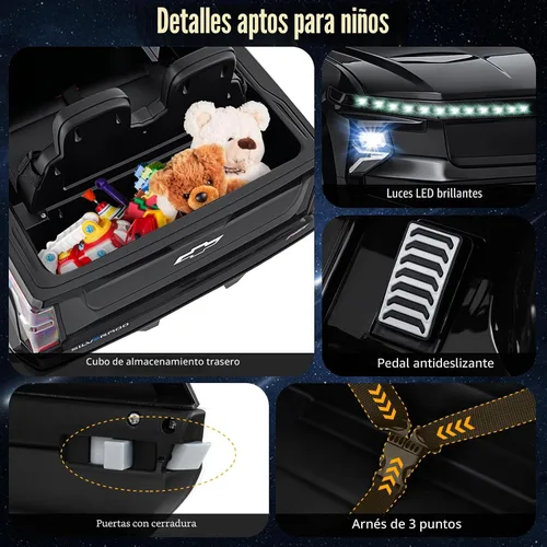 Miniatura 6 de Costzon Vehículo para montar en coche, camión Chevrolet con licencia de 12 V, vehículos eléctricos para niños con control remoto, almacenamiento