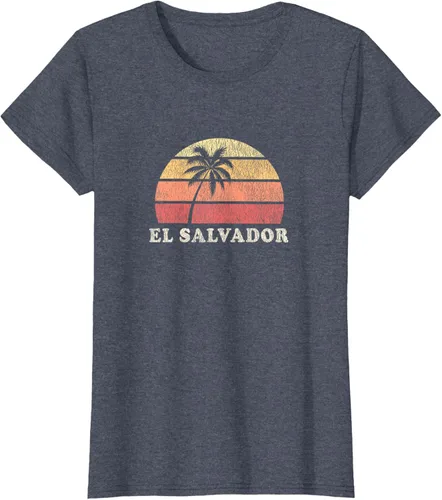 Miniatura 58 de El Salvador Vintage 70s Retro Throwback Design Camiseta, Azul