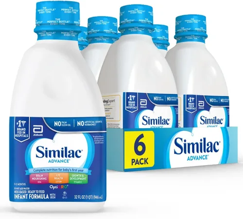 Similac Advance - Fórmula infantil con hierro, fórmula para bebés lista para alimentar, botella de 32 onzas líquidas, paquete de 6