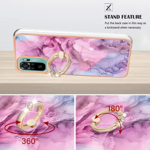 Miniatura 4 de XYX Case Compatible with Xiaomi Redmi Note 10s, TPU Marble Shockproof Bumper Slim Full-Body Protective Phone Case Cover with 360 Rotating Ring Light