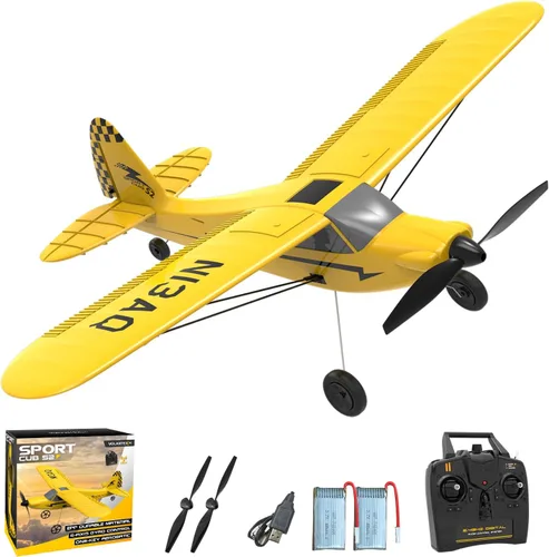 Miniatura 10 de volantexrc Avión de entrenamiento RC de 3 canales con control remoto con protector de utilería, estabilizador giroscopio de 6 ejes y 3 modos