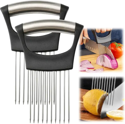 Soporte para rebanar cebollas, nuevo soporte de acero inoxidable 2024 para cortar, herramienta auxiliar de picadora, cortador para carne, cebolla,