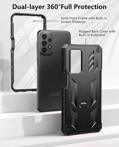 Miniatura 6 de FNTCASE Funda para Samsung Galaxy A23 5G: Carcasa protectora completa de TPU resistente de grado militar a prueba de golpes con función atril