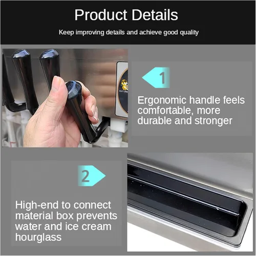Miniatura 8 de Kolice ETL Commercial 3 sabores, máquina de helado suave de yogurt de gelato-2+1 sabores mixtos, tanques superiores refrigerados, encimera, conteo