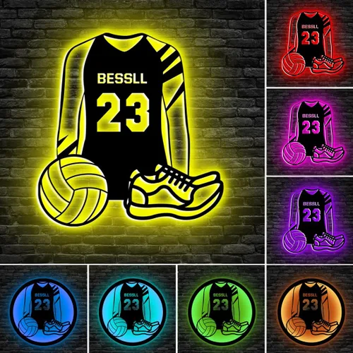 Miniatura 13 de Letrero de neón personalizado de baloncesto, luz nocturna LED de metal de baloncesto para arte de pared, 16 colores cambiantes de baloncesto