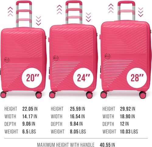 Miniatura 3 de Feelway Maleta de mano dura duradera, diseño expandible con ruedas giratorias dobles de 360, bloqueo TSA, asa telescópica, cremallera segura
