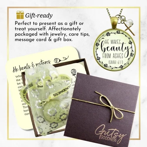 Miniatura 6 de Gutsy Goodness Faith He Cares - Collares hechos a mano con mensaje para mujer cristiana