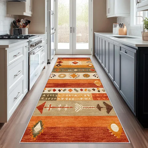 Miniatura 13 de Aztec Runner Rug 2x6 - Hallway Runner Rug Southwest Native American Rustic Boho Ethnic Retro Pattern, Non Slip, Washable, Aztec Home Decor Carpet