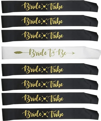 Juego de decoraciones de despedida de soltera: 1 banda para novia y 7 bandas de tribu de novia, decoraciones de despedida de soltera, recuerdos de