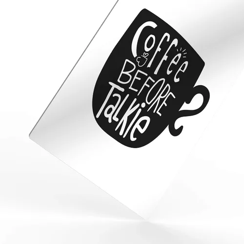 Miniatura 3 de HB Art Design Taza de café antes de talkie en blanco y negro con impresión de metal, arte de pared, decoración de cafetería, decoración de pared