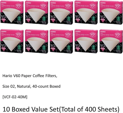 Miniatura 2 de 10 filtros de papel natural Hario V60 tamaño 02 de 40 unidades de café natural, 10 cajas (total de 400 hojas)