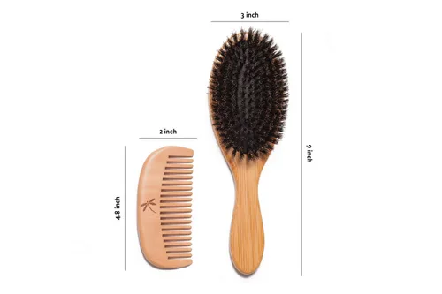 Miniatura 9 de Belula Juego de cepillos de cerdas de jabalí – Restaura el brillo natural y la textura para cabello fino, fino, normal y corto – Set para él
