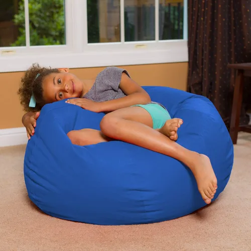 Miniatura 2 de Posh Beanbags - Sillón puff grande, 38 pulgadas, color azul rey sólido Nylon suave - Azul real