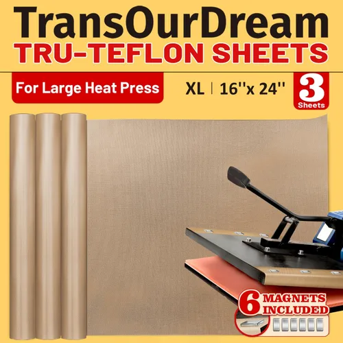 Miniatura 14 de TransOurDream Paquete de 3 Láminas de Teflón PTFE Tamaño S de 8.5 x 11" para Mini Prensa de Calor Alfombrilla Artesanal Resistente al Calor Papel