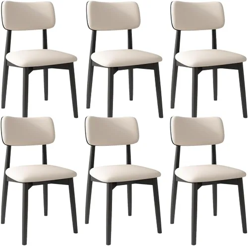 Miniatura 34 de YVYKFZD Solid Wood Dining Chairs, Kitchen Chairs Set with Curved Backrest, Leather Upholstered Dining Room Chair, Armless Living Room Chair, for
