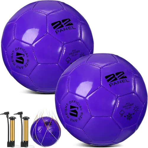 Miniatura 8 de Shappy 2 pelotas de fútbol a granel con bomba, bolsa de malla, tamaño oficial 3, 4, 5, pelota de fútbol colorida para interiores y exteriores