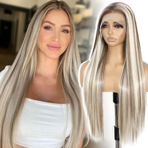 Miniatura 24 de SAPPHIREWIGS Peluca de cabello lacio natural color marrón rojizo #350, sin enredos, línea capilar natural 6 × 13, parte de libertad de encaje